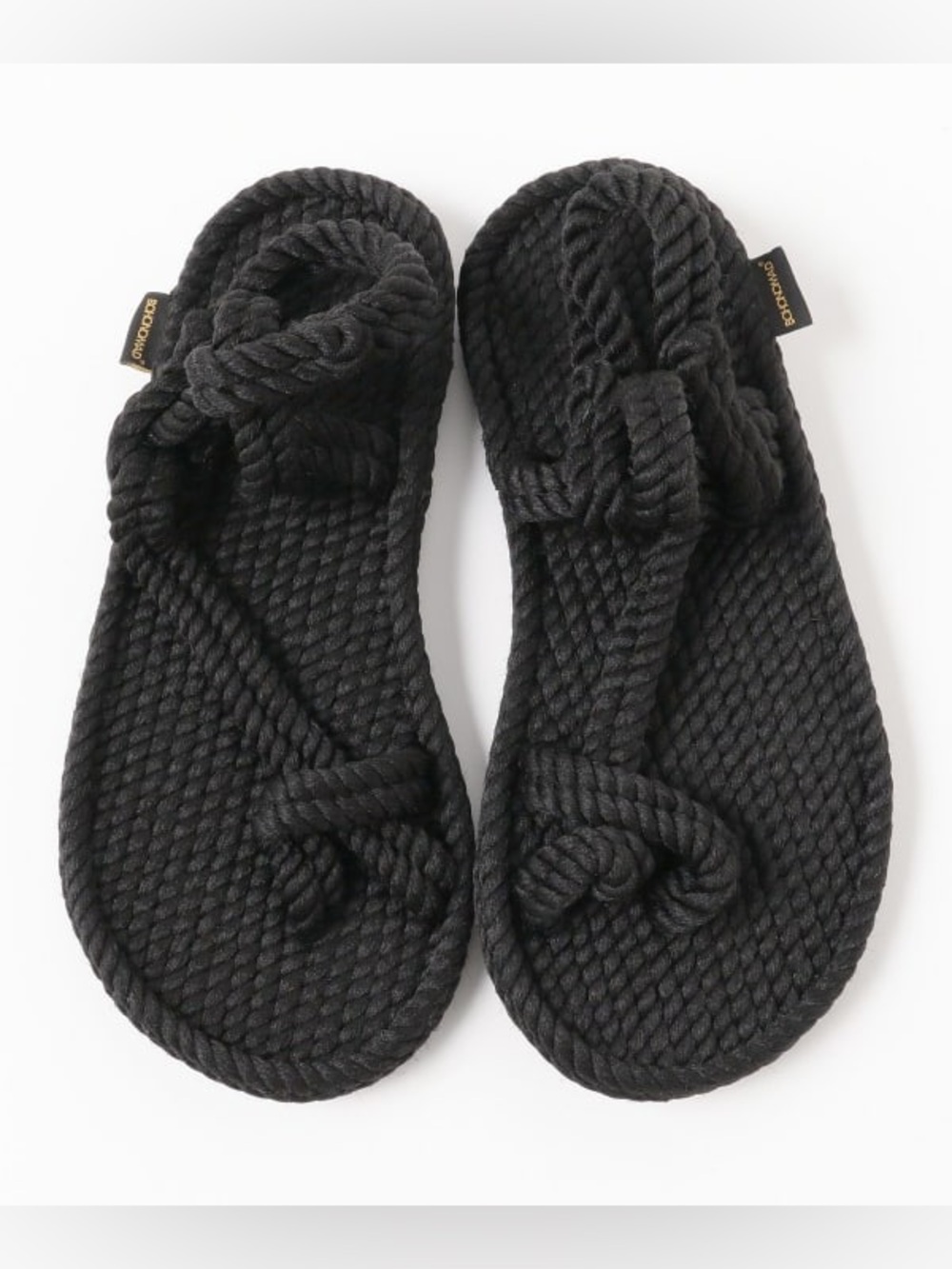 Bohonomad Black Braided Rope Slide Sandals with Knotted Accent L69-1000